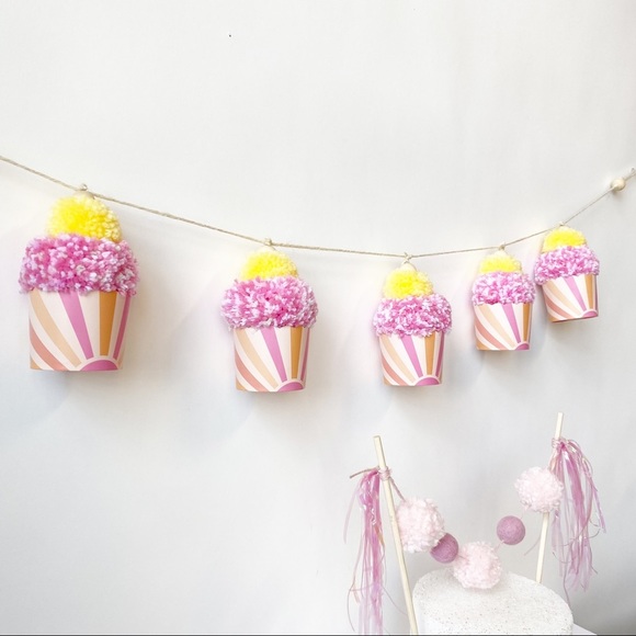 Cupcakes Birthday Party Garland, Cupcake Birthday Decorations, Birthday Party - Picture 3 of 5